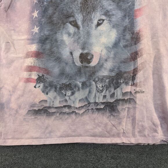 The Mountain Men's Wolves American Flag T-Shirt Multi Tie Dye XL 100% Cotton - Picture 5 of 14